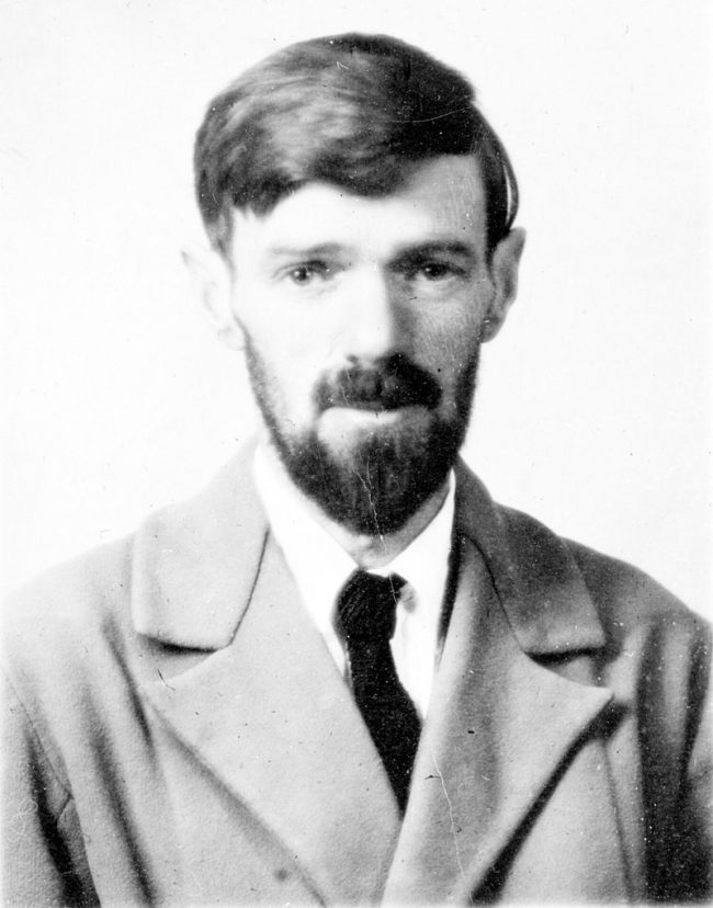 The passport photograph of D.H. Lawrenece, the author of 'Lady Chatterley's Lover'.