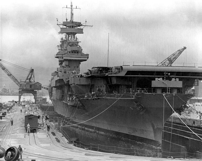 USS Yorktown at Pearl Harbor days before the battle.