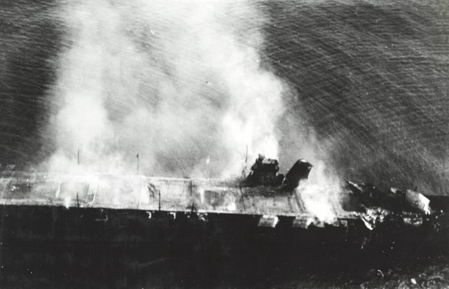The abandoned and burning Hiryū