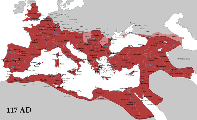 Extent of the Roman Empire in 117AD