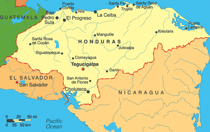 Most of the fighting took place in Honduras.